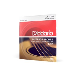 D'Addario EJ17 Medium, Phosphor Bronze Acoustic Guitar Strings 13-56