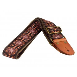 Gaucho Authentic Deluxe Series guitarstrap, leather slips with pins, brass buckle, suede backing, bl/pk