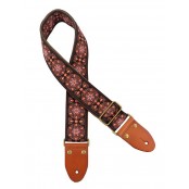 Gaucho Authentic Deluxe Series guitarstrap, leather slips with pins, brass buckle, suede backing, bl/pk