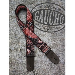 Gaucho gitaarband 2” jacquard weave, leather slips, multi colors, 191-06