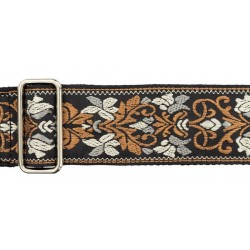 Gaucho gitaarband 2” jacquard weave, leather slips, multi colors, 194-03