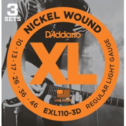D'Addario EXL110 3pack Nickel Wound Regular Light 10-46