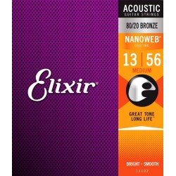 Elixir 11102 80/20 Bronze Nanoweb Medium 13-56