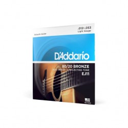 D'Addario EJ11 Light, 80/20 Bronze Acoustic Guitar Strings 12-53