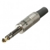 Hi-con jack stereo, 6.3mm nickel with gold tip