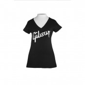 Gibson Distressed Logo Women's V-Neck (Black), Medium
