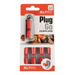 Alpine Plug&Go ear plugs, soft foam, 5 pairs with key chain travel container