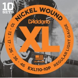 D'Addario EXL110 10-Pack Nickel Wound Regular Light 10-46