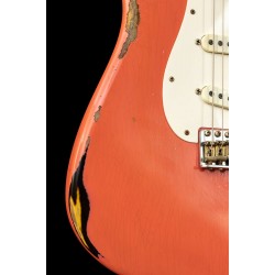Fender Custom Shop CS 50s Stratocaster, Journeyman Relic Faded/Aged Tahitian Coral over 2-Color Sunburst 2TS MN