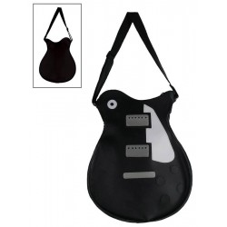 Gaucho guitar shape shoulder bag, vinyl, LP-model, black and white