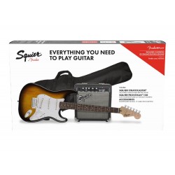 Squier Stratocaster Pack with 10G Amplifier, LRL Fingerboard, Gigbag Brown Sunburst