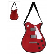 Gaucho guitar shape shoulder bag, vinyl, LP-model, red and white