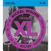 D'Addario EXL120 Super Light, XL Nickel Electric Guitar Strings 9-42