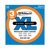 D'Addario EXL110 3pack Nickel Wound Regular Light 10-46