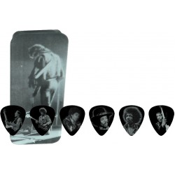 Dunlop Jimi Hendrix Silver Portrait Pick Tin 6-Pack Medium