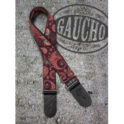Gaucho gitaarband 2” jacquard weave, leather slips, multi colors, 191-03