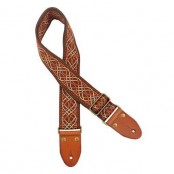Gaucho Authentic Deluxe Series guitarstrap, leather slips with pins, brass buckle, suede backing, br/or